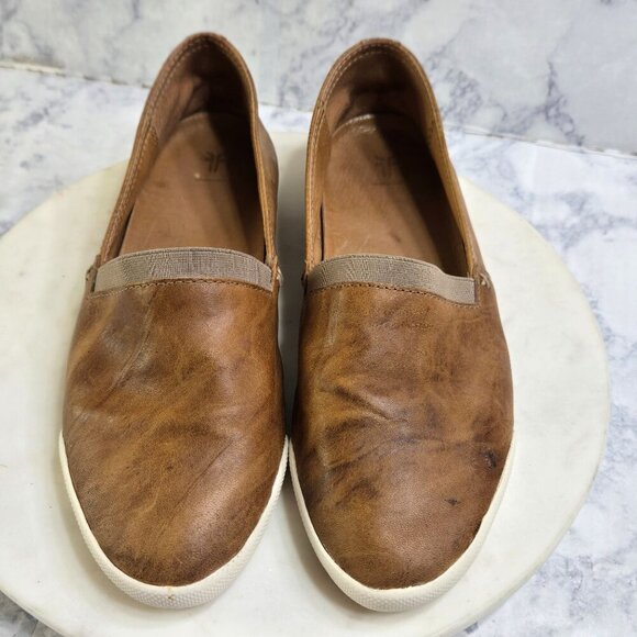Frye Melanie Loafers Womens 9 Brown Leather Slip-On Classic Preppy Coastal Boho - Picture 2 of 16